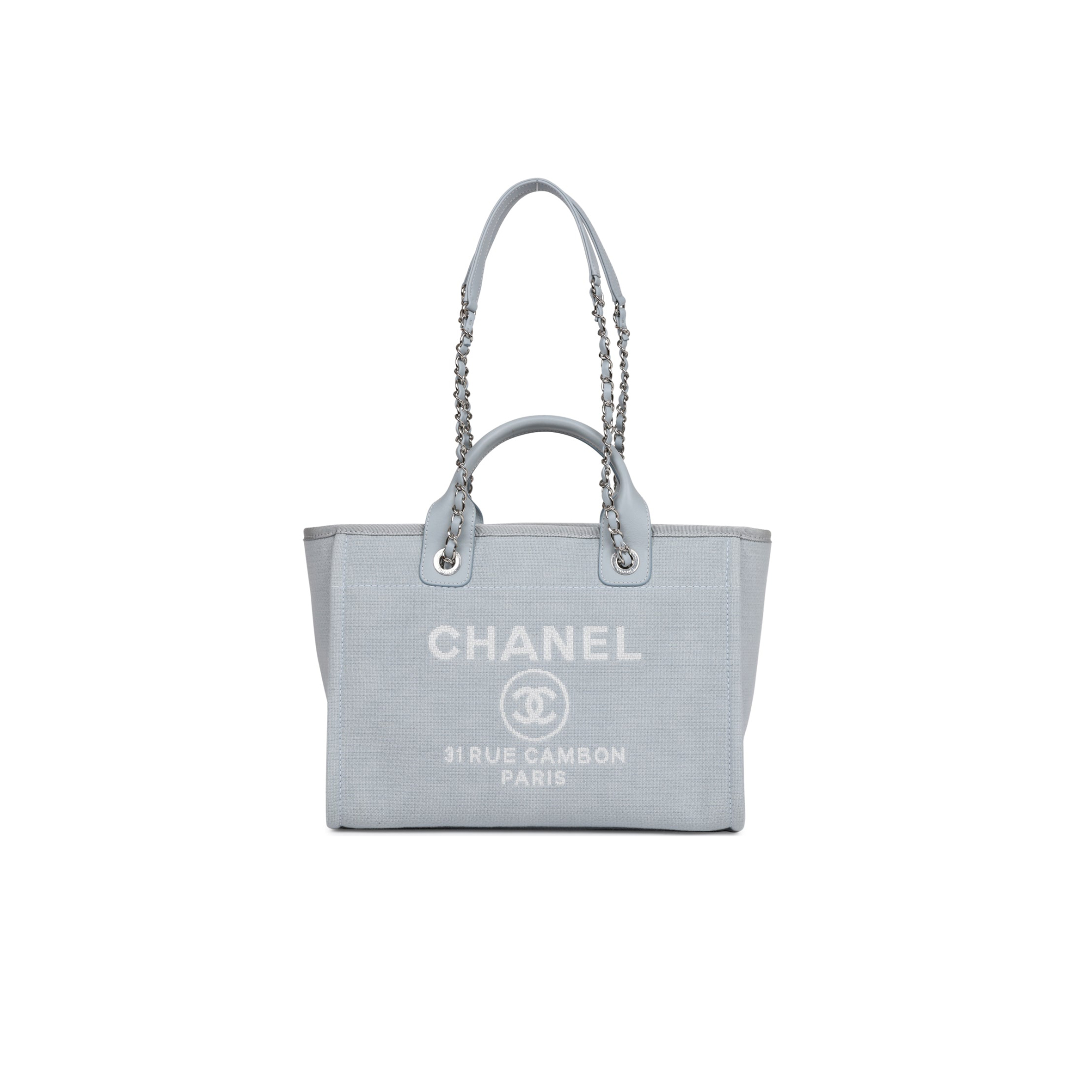 Ch*el master 22a grey deauville shopping tote small silver as3257 (37*32*18cm)